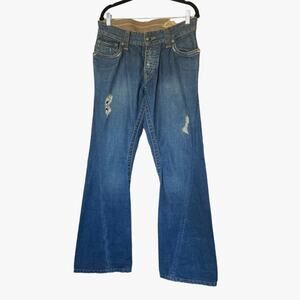 Stitch's Designer Denim Jeans Baggy Y2K Streetwear Distresssed Buffalo Nickel 33